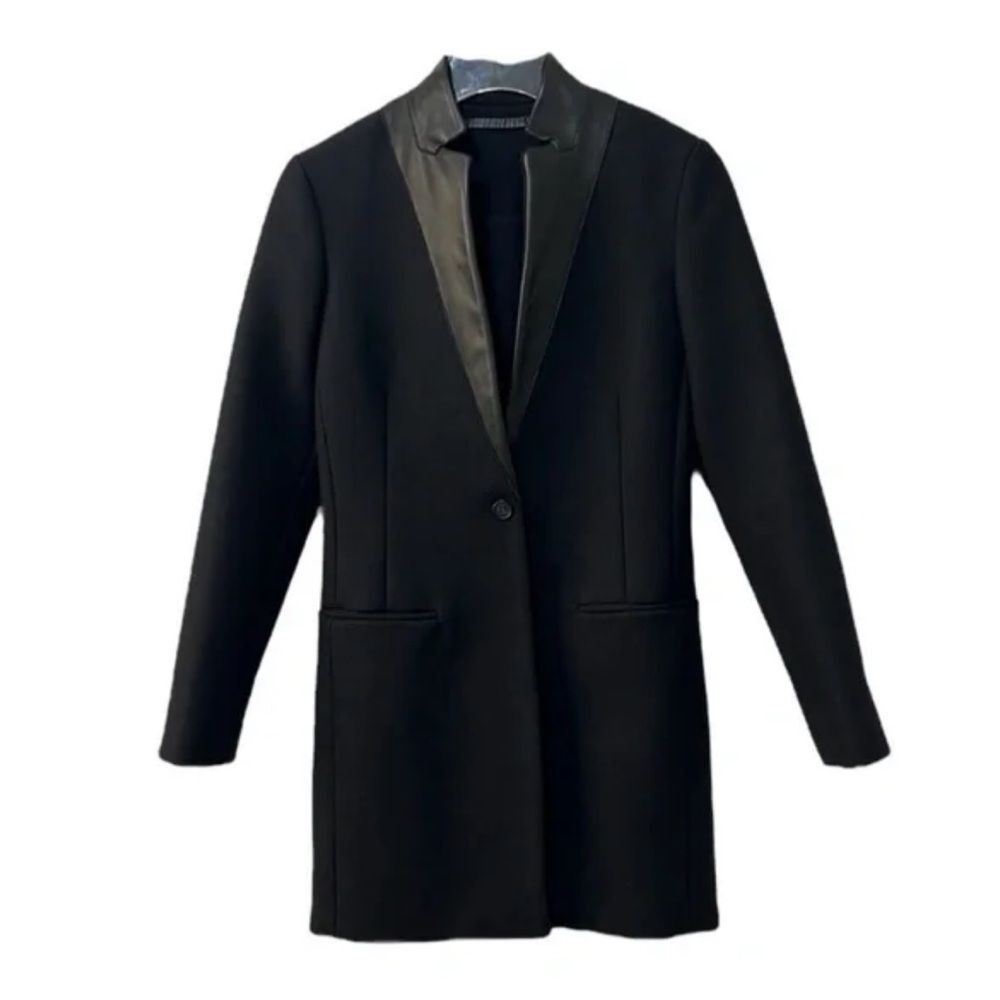AllSaints Lorie Wool Leather Lapel Coat Size 4 — Good Condition